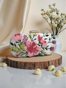 Ethnic Printed Embroidered Clutch Bag Women Indian <b>Wedding</b> Party Evening <b>Handbag</b> - Product Image 3