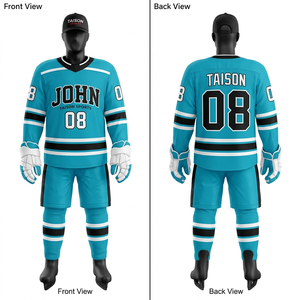 Mens Ice Hockey Uniform 220 GSM Premium Polyester <b>Mesh</b> Grey <b>Red</b> White Panel Design Sublimation Embroidery Custom Logo Team Set - Product Image 3