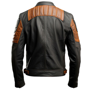 Chaqueta de Motociclista de Cuero Personalizada para Hombre, Logotipo OEM, Estilo Clásico, Cuero Genuino de Primera Calidad, Prenda Exterior de Moda - Product Image 2