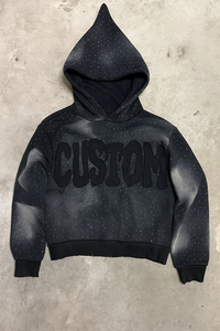 Custom 3D Puff Print Rhinestone Hoodie Heavyweight Cotton <b>Fleece</b> Pullover Streetwear Oversized Winter <b>Jacket</b> For Streetwear - Product Image 4