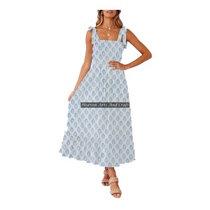 Magnifiques tuniques d'été décontractées en coton imprimées au bloc, pour femmes et jeunes filles, kurtis ethniques dessinés à la main pour mariages indiens - Product Image 1