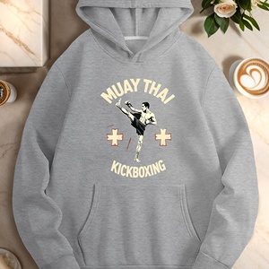 เสื้อฮู้ดถักลายพิมพ์สไตล์วินเทจสำหรับนักมวยไทยหญิง - Product Image 1
