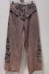 Pantalones anchos de mezclilla 100% algodón para hombre, estilo urbano, sexy, color liso marrón, vintage, lavado sucio, tejido personalizado - Product Image 3