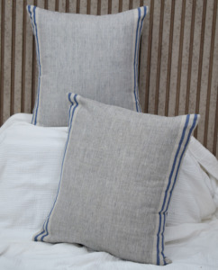 Handcrafted 100% Linen Decorative <b>Cushion</b> <b>Cover</b> Pink Stripe Square Pillow <b>Cover</b> for Modern Farmhouse Interior - Product Image 4