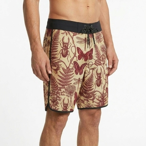 Shorts de bain imprimés pour hommes, taille mi-haute, avec cordon de serrage, séchage rapide, décontractés, motif bermuda - Product Image 3