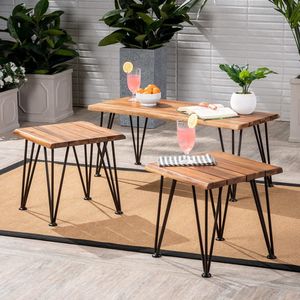 Tavolino da Caffè ZION INDUSTRIAL in Legno e Metallo con Tavolino d'Appoggio - Product Image 1