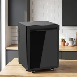 Minibar de Acero Inoxidable Negro Mate y Vidrio, de Piso, con Ahorro de Energía - Product Image 5
