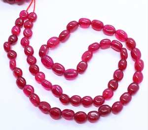 Cuentas ovaladas lisas de cuarzo rubí AAA de 6-7 mm, cuentas ovaladas de piedras preciosas de cuarzo rubí de 18 pulgadas, cuarzo rubí natural suelto para la fabricación de joyas. - Product Image 1