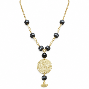 Collier Statement en Laiton Doré avec Perles Vertes en Forme de Goutte et Pendentifs en Cristal, Bijoux de Mode en Gros pour Détaillants - Product Image 3