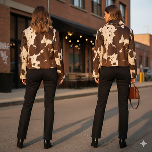 Veste en cuir de vachette pour femme – Veste en cuir véritable style western – Manteau de motard haut de gamme fait main – Vêtement d'extérieur de luxe pour l'hiver - Product Image 3