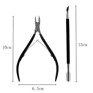 Juego de Herramientas Profesionales de Acero Inoxidable Negro para Manicura y Pedicura, Cortaúñas, Empujador de Cutículas para Uñas Gruesas de los Dedos, Alta Calidad - Product Image 2