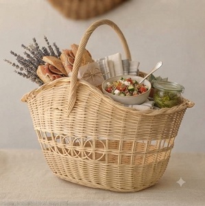 Cesta de Almacenamiento Ovalada de Ratán Natural Ecológica con Asa, Moderna y Multiusos para Ordenar y Organizar - Product Image 2