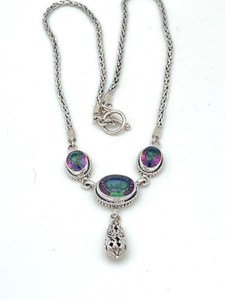 Vintage Gold Plated Mystic Topaz Bali Necklace Handmade Gemstone Jewelry Elegant Women Gift Wholesale Supplier - Product Image 5