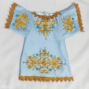 Custom Baby Blue Embroidered Traditional Dress Handmade Kids Ethnic Costume With Gold Applique - Product Image 6