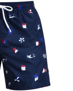 Shorts de bain imprimés bleu marine pour hommes, séchage rapide, shorts de plage, shorts de surf d'été, taille élastique avec cordon de serrage, décontractés, fabricant OEM personnalisé - Product Image 3