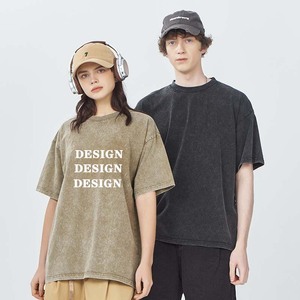 T-shirts en coton lourd à manches courtes pour hommes, col rond, impression graphique, lavage à l'acide - Product Image 3