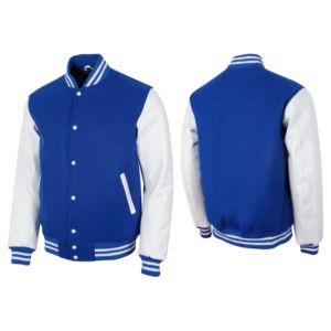 Veste varsity unisexe de qualité supérieure, manches en laine et cuir PU, veste bomber - Product Image 3