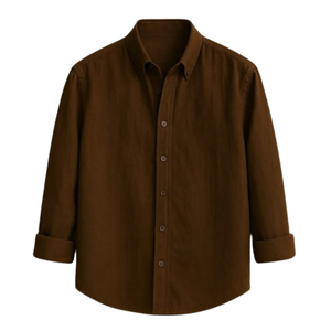 Chemise décontractée en lin et coton pour homme, couleur unie, manches longues, col montant, respirante, idéale pour l'été - Product Image 5