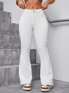 Bell-bottom <b>Boot</b> Cut Denim Jeans with Mid-Waist Criss-Cross Detail Vintage Style Washed Finish Ripped Decoration - Product Image 6