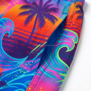 Short de bain unisexe entièrement sublimé, extensible dans 4 directions, avec cordon de serrage, séchage rapide, pour l'été et les centres de villégiature, léger, personnalisable - Product Image 4