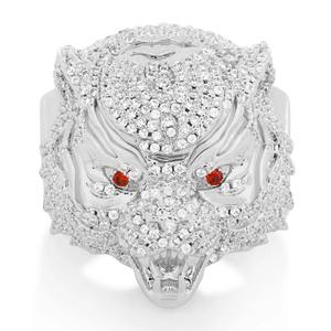 Fierce Wolf Head 925 Sterling <b>Silver</b> <b>Ring</b> with Moissanite Diamond Accents Luxury Bold Fashion Jewelry for <b>Men</b> Women - Product Image 3