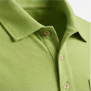 Polo en piqué vert à manches courtes pour homme avec poche, décontracté, respirant, coupe classique, design tricoté uni - Product Image 4