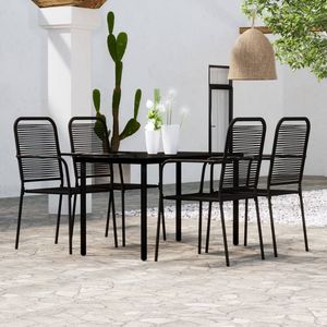 Ensemble de salle à manger en acier noir thermolaqué, durable, pour usage extérieur - Product Image 1