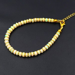 HAYAAT GEMS Luxury Natural Rainbow Multi <b>Fire</b> Ethiopian Opal Roundel Beads Silver Plated Unisex Bracelet Gift - Product Image 1