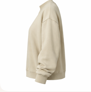 เสื้อสเวตเชิ้ตคอกลมโอเวอร์ไซส์สำหรับผู้หญิง สีพื้น ผ้าฝ้ายถัก 100% แขนยาว ระบายอากาศได้ดี ทรงปกติ เหมาะสำหรับฤดูใบไม้ร่วง เสื้อฮู้ดผู้หญิง - Product Image 4
