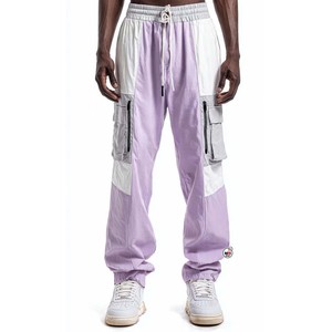 Mens Flare Pants <b>Elastic</b> <b>Waist</b> Drawstring Color Blocked Side Pockets Casual Style Breathable Outdoor Knitted Fabric Autumn Wear - Product Image 6