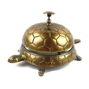 Campana de Servicio Decorativa de Aluminio con Forma de Tortuga Dorada Antigua, Campana de Escritorio con Diseño de Carapa Texturizada - Product Image 3