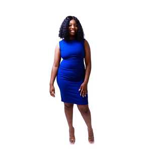 Robe crayon bleue pour femme, élégante, ajustée, parfaite pour le travail, les fêtes ou les conférences, tendance et confortable - Product Image 3