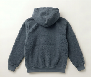<b>Men's</b> Dark Grey <b>Fleece</b> Hooded <b>Jacket</b> Zipper Closure Casual Winter Wear Thick <b>Sherpa</b> Lining Regular Fit - Product Image 2