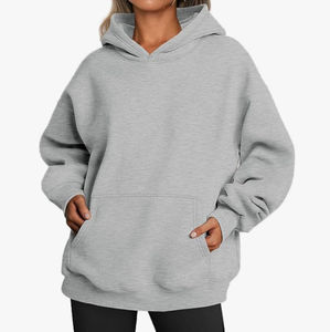 Sudadera con Capucha Extra Grande para Mujer, Color Sólido, Manga Larga, Felpa de Algodón, Transpirable, Antiarrugas, con Bolsillos, Ropa de Invierno Personalizada - Product Image 1
