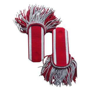 Epaulettes de banda de marcha con flecos de seda azul real, genuinos, sin rango, con bordes trenzados de hilo dorado. - Product Image 5