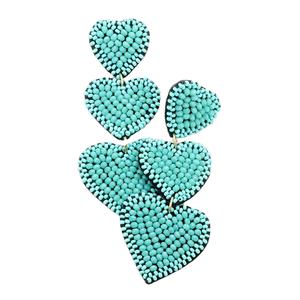 Pendientes de Diseño con Cuentas para Niñas y Mujeres, Hechos a Mano, con Bordado Moderno y Patrón de Corazones Coloridos para Eventos Especiales - Product Image 1