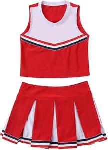 Vente en gros de 4 ensembles de costumes de pom-pom girls pour filles, uniforme de cheerleaders pour enfants avec pompons pour les fêtes d'Halloween et les spectacles scolaires - Product Image 4