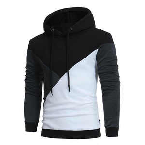 Sweat-shirt à capuche pour homme, coupe slim, décontracté, en polyester et coton tricoté, avec blocs de couleur, pour l'automne - Product Image 5