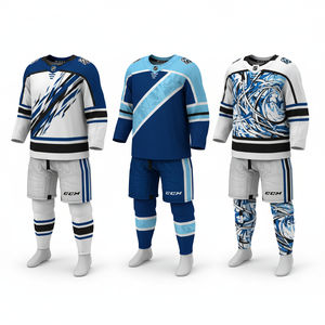 ชุดยูนิฟอร์มฮอกกี้น้ำแข็งคุณภาพเยี่ยม 100% โพลีเอสเตอร์ รุ่นใหม่ล่าสุด ปรับแต่งได้ตามต้องการ พิมพ์ลายด้วยความร้อน กันลม - Product Image 4