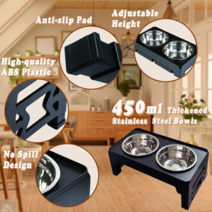 Alimentador de mascotas con soporte de madera elevado de 2 alturas ajustable de fábrica, comederos para gatos, comederos para perros con 2 cuencos para gatos y perros pequeños - Product Image 6