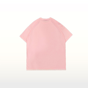 Camiseta de Algodón Rosa para Mujer, Cuello Redondo, Corte Holgado, Informal, Manga Corta, Estampado de Letras, para Primavera/Verano - Product Image 3