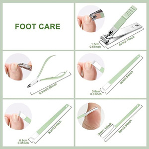 Pedicure Kit with 5-in-1 Nail Clippers Scissors & <b>File</b> 6-Piece Stainless Steel Classic Set in Green <b>Case</b> for Adults - Product Image 2