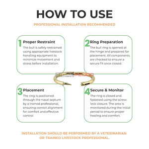 Anillo Nasal Veterinario para Ganado, de Acero Inoxidable Sólido Pulido, de 3 Pulgadas, Articulado, Autoperforante, con Punto de Fijación y Tornillo de Fijación, Semipermanente - Product Image 3