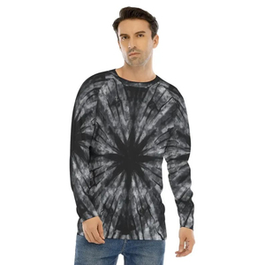 Custom Manufacturer OEM ODM Wholesale Men's Long Sleeve <b>Tie</b>-Dye O-Neck <b>Knitted</b> T-Shirt Regular Fit Casual Wear - Product Image 2