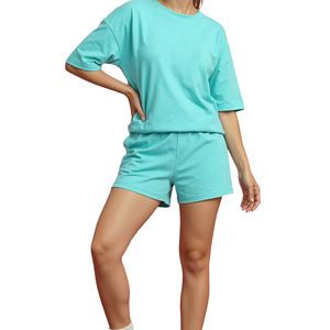 Ensemble T-shirts et shorts d'été pour hommes, 100 % coton, décontracté, séchage rapide, logo personnalisable, style urbain, prix de gros - Product Image 1