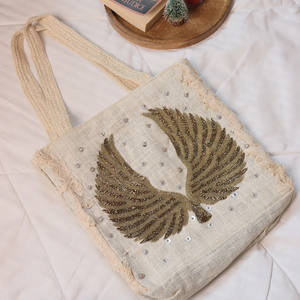 Sac fourre-tout 100 % naturel fait main pour femme, style décontracté, fabriqué en Inde par Whimsy Art Craft - Product Image 5