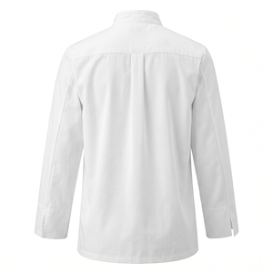 Veste de chef blanche à manches longues unisexe en polyester et coton, uniforme de cuisine, vêtements de travail pour restaurant et bar - Product Image 2