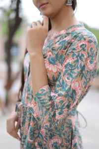 Vestido corto indio hecho a mano de algodón con estampado Floral, ropa de fiesta elegante para mujer, logotipo frontal, novia personalizada, ecológico, Natural - Product Image 4