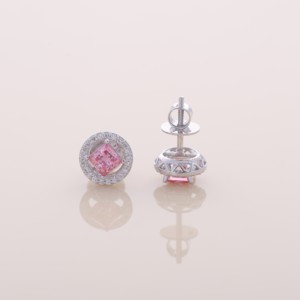 Pendientes de Diamante Rosa Princesa Cultivado en Laboratorio de 1.51ct con Halo, Oro Amarillo, Blanco y Rosa de 14K, Chapado en Rodio, Certificado IGI, Joyería Fina - Product Image 5