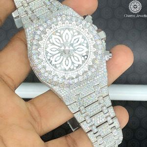 Montre de luxe pour homme Charm Jewells, acier inoxydable, lunette sertie de diamants, mouvement mécanique analogique, boîtier 40 mm, date automatique, étanche 10 bars - Product Image 5